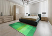 Patterned Neon Green Rug in a Bedroom, pat2711grn