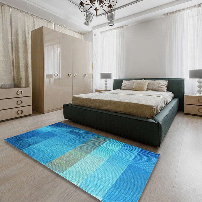 Patterned Blue Rug in a Bedroom, pat2711lblu