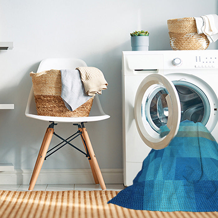 Machine Washable Transitional Blue Rug in a Washing Machine, wshpat2711lblu