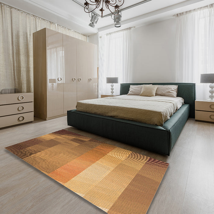 Patterned Orange Rug in a Bedroom, pat2711org