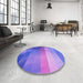 Round Patterned Purple Mimosa Purple Rug in a Office, pat2711pur