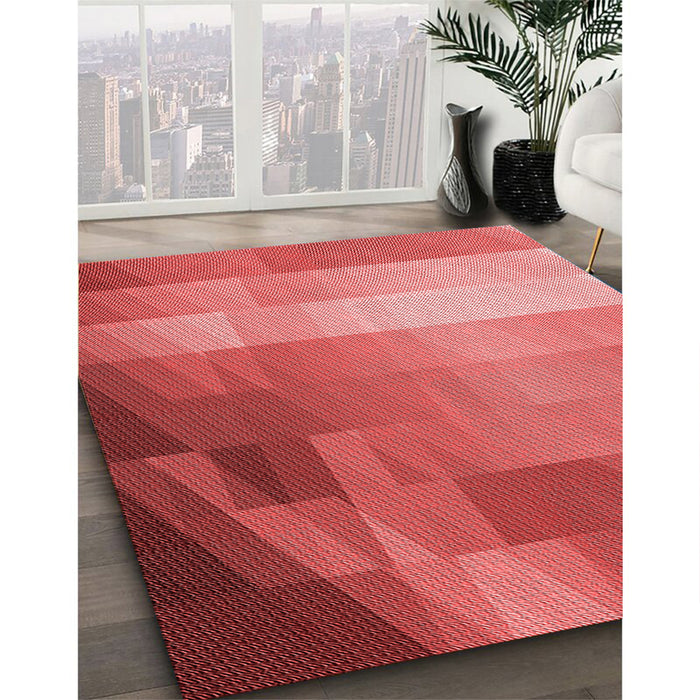 Patterned Red Rug in Family Room, pat2711rd