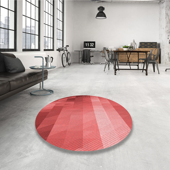 Round Patterned Red Rug in a Office, pat2711rd