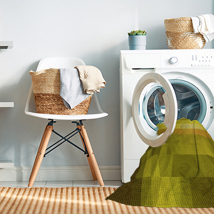 Machine Washable Transitional Dark Yellow Green Rug in a Washing Machine, wshpat2711yw
