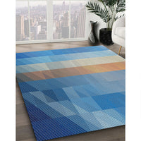 Patterned Denim Blue Modern Rug, pat2711