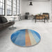 Round Patterned Denim Blue Modern Rug in a Office, pat2711