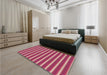 Patterned Light Coral Pink Rug in a Bedroom, pat2712brn