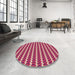 Round Patterned Light Coral Pink Rug in a Office, pat2712brn