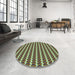 Round Patterned Coffee Brown Rug in a Office, pat2712grn