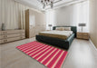 Patterned Crimson Red Rug in a Bedroom, pat2712org