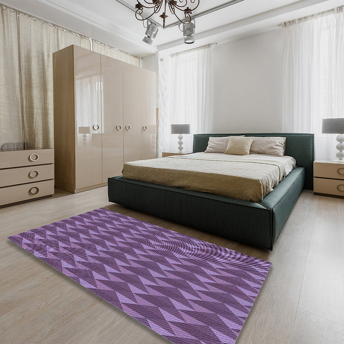 Patterned Purple Rug in a Bedroom, pat2713blu