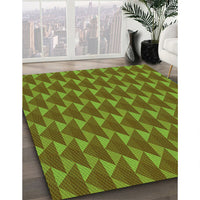 Patterned Dark Bronze Brown Rug, pat2713grn