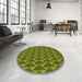 Round Patterned Dark Bronze Brown Rug in a Office, pat2713grn