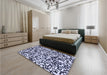 Patterned Blue Rug in a Bedroom, pat2714blu