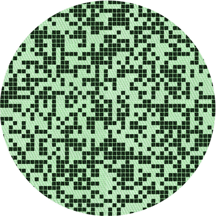 Square Patterned Dark Forest Green Rug, pat2714grn