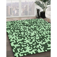 Patterned Dark Forest Green Rug, pat2714grn