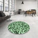 Round Patterned Dark Forest Green Rug in a Office, pat2714grn