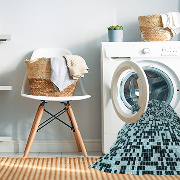 Machine Washable Transitional Medium Teal Green Rug in a Washing Machine, wshpat2714lblu