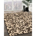 Patterned Deep Peach Orange Rug in Family Room, pat2714org