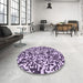 Round Patterned Blossom Pink Rug in a Office, pat2714pur