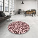 Round Patterned Deep Rose Pink Rug in a Office, pat2714rd