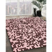 Machine Washable Transitional Deep Rose Pink Rug in a Family Room, wshpat2714rd