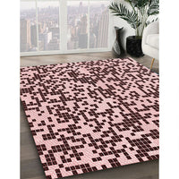 Patterned Deep Rose Pink Rug, pat2714rd