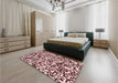 Patterned Deep Rose Pink Rug in a Bedroom, pat2714rd