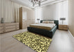 Patterned Milk Chocolate Brown Rug in a Bedroom, pat2714yw