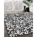 Patterned Charcoal Black Novelty Rug in Family Room, pat2714