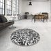 Round Patterned Charcoal Black Novelty Rug in a Office, pat2714