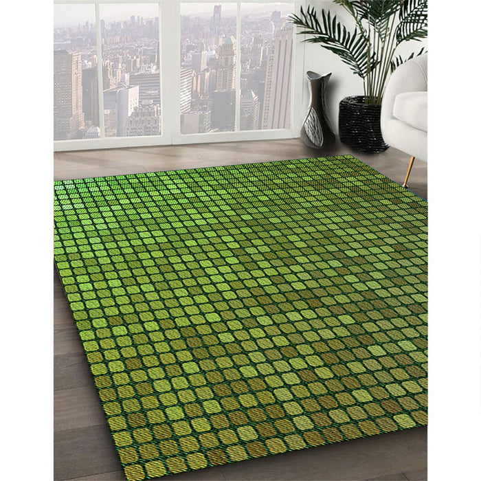 Machine Washable Transitional Dark Forest Green Rug in a Family Room, wshpat2715grn