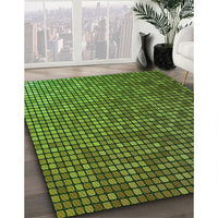 Patterned Dark Forest Green Rug, pat2715grn