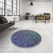 Round Patterned Koi Blue Rug in a Office, pat2715lblu