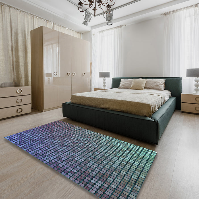 Patterned Koi Blue Rug in a Bedroom, pat2715lblu