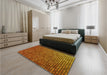 Patterned Neon Orange Rug in a Bedroom, pat2715yw