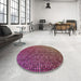Round Machine Washable Transitional Purple Pink Rug in a Office, wshpat2715
