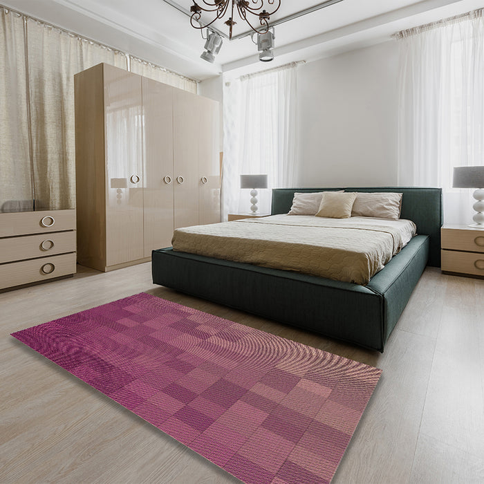 Patterned Burnt Pink Rug in a Bedroom, pat2716brn