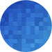 Square Machine Washable Transitional Neon Blue Rug in a Living Room, wshpat2716lblu