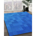 Machine Washable Transitional Neon Blue Rug in a Family Room, wshpat2716lblu