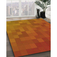 Patterned Neon Orange Rug, pat2716yw