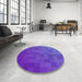 Round Patterned Blue Violet Purple Novelty Rug in a Office, pat2716