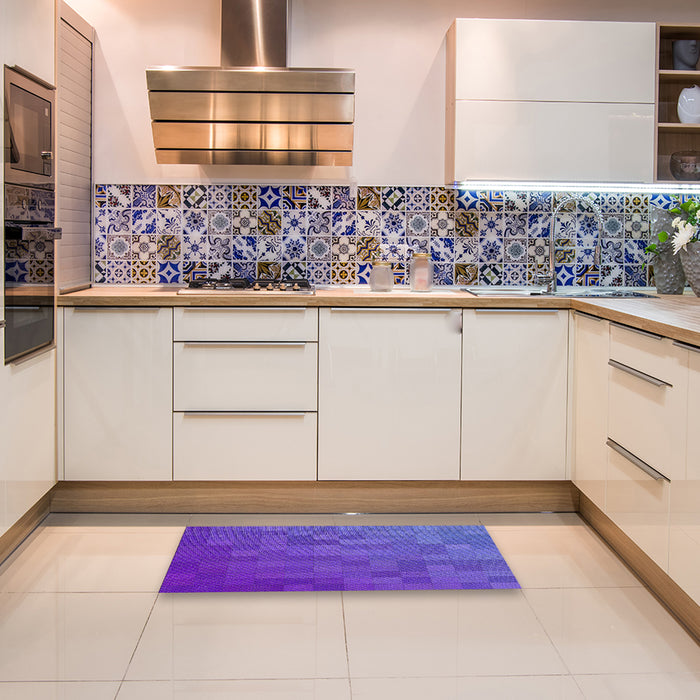 Patterned Blue Violet Purple Novelty Rug in a Kitchen, pat2716