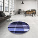 Round Patterned Medium Slate Blue Rug in a Office, pat2717blu