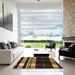 Square Patterned Midnight Gray Rug in a Living Room, pat2717brn