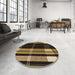 Round Patterned Midnight Gray Rug in a Office, pat2717brn