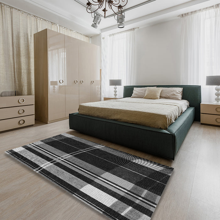 Patterned Gray Rug in a Bedroom, pat2717gry