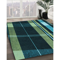 Patterned Mint Green Rug, pat2717lblu