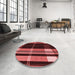 Round Patterned Red Rug in a Office, pat2717rd