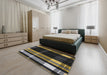 Machine Washable Transitional Midnight Gray Rug in a Bedroom, wshpat2717